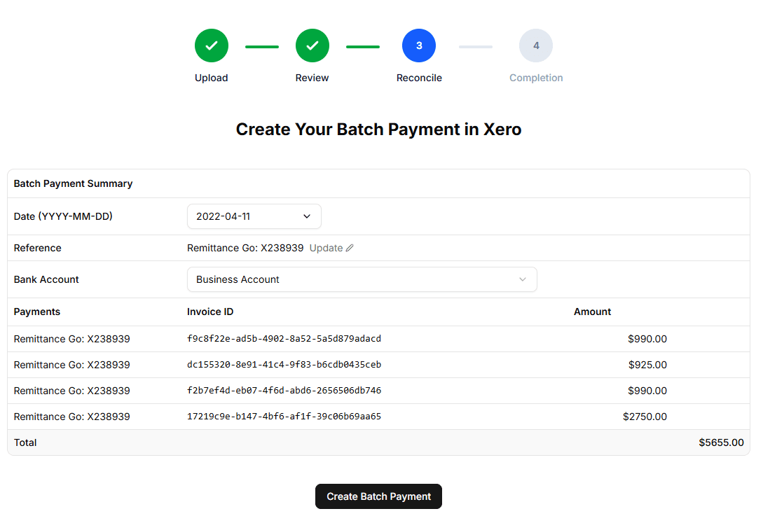 Split payment review in Remittance Go