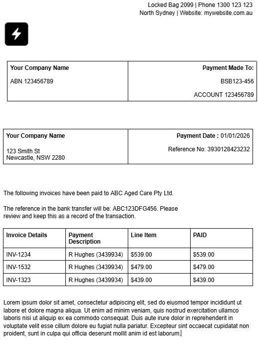 Boxy Remittance Advice Template