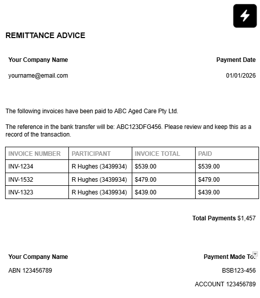 Short Remittance Advice Template